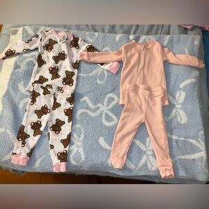 Pink and White Teddy Bear Kids One Piece